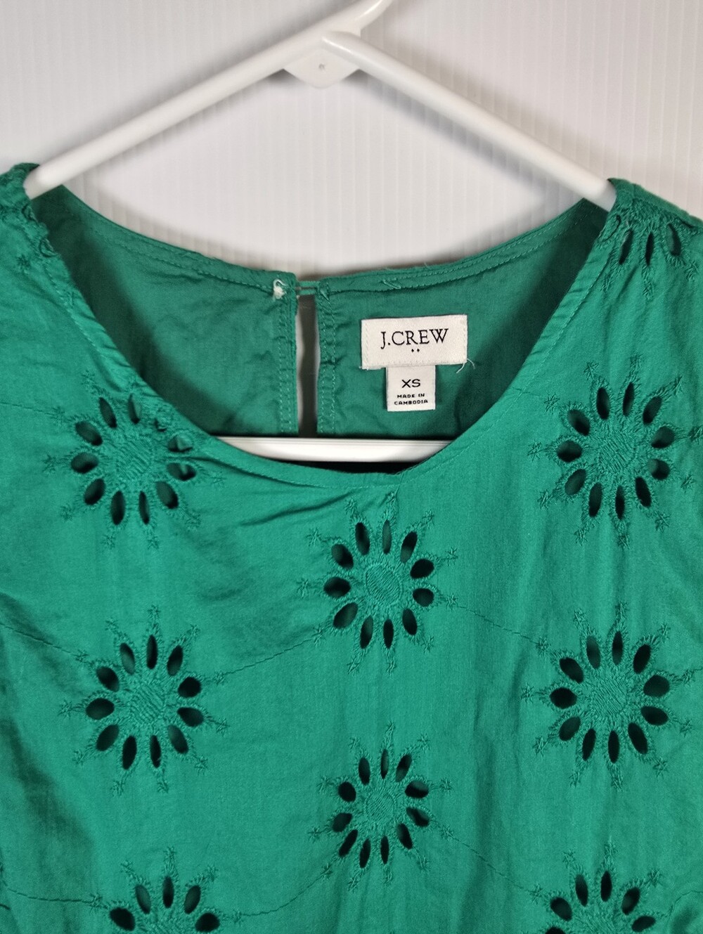 J. Crew Women's Sleeveless Lined Eyelet Shell Tank Top Emerald Green Size XS - Picture 5 of 11